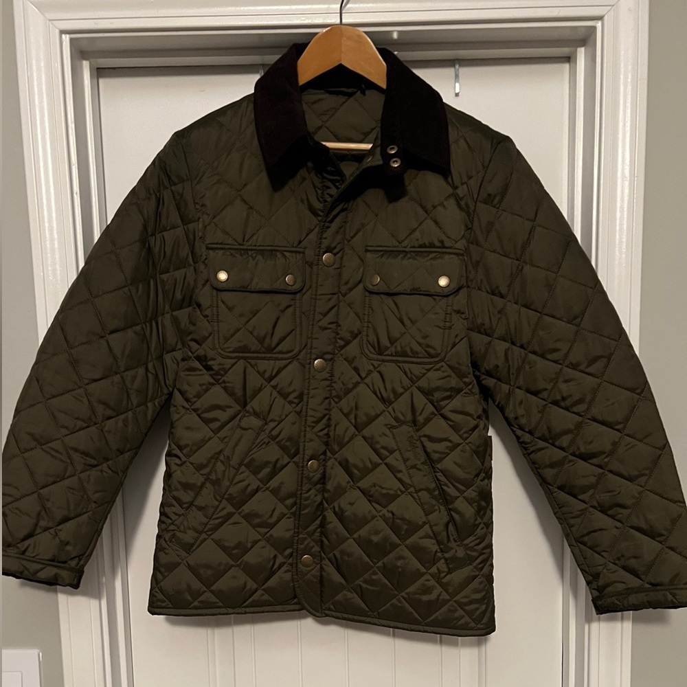 EUC Barbour Tinford quilted shirt jacket size Medium olive